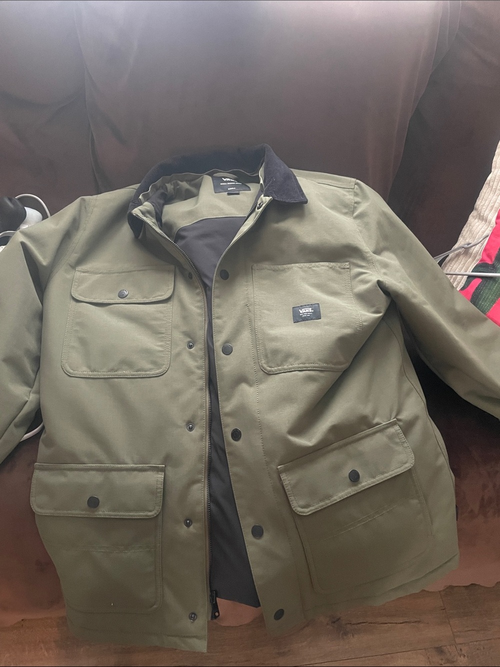 Vans Olive Green Military Field Jacket with Contrast Collar